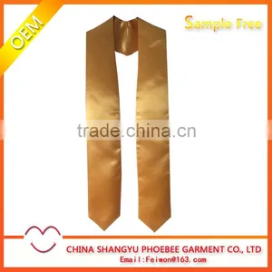 Hot Sale Cheap Plain Satin Gold Graduation Stoles thumbnail-1