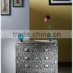 Black Bone Inlay Chest of Drawer/Dresser thumbnail-1