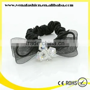 Gauze Jeweled Rhinestone Bow Pearl Handmade Felt Hair Band thumbnail-5