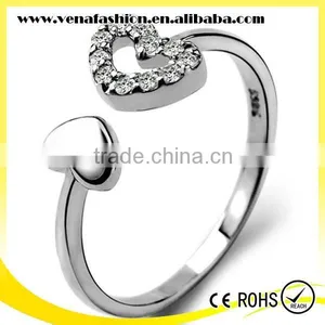 Heart Diamond Solid Value 925 Silver China cz Rings thumbnail-3