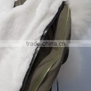 Women Casual Bomber Jacket With Raccoon Fur Hooded Parka for Lady thumbnail-6