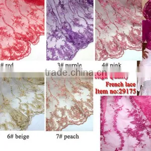 2014 French Lace Wholesale Silk Fabric/ Chiffion Fabric Lace for Wedding thumbnail-1