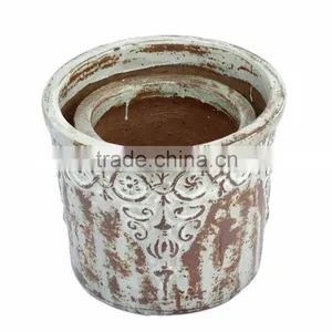 Round, Salt Glazed Terracotta Flower Pots, Terracotta Pots Wholesale, Vietnam Ceramic Flower Pots thumbnail-1