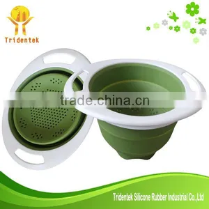 Wholesale High Quality Food Grade Fruits and Vegetables Collapsible Silicone Colander thumbnail-1
