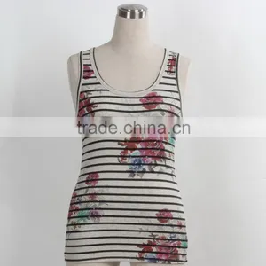 F5S15001 Stripe Design Ladies Wholesale Tank Top Manufacturer for 2016 Summer thumbnail-1