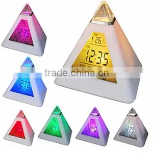 Top Sale Triangle Color Changing Digital Alarm Clock/desk Clock/calendar Clock thumbnail-1