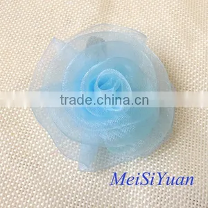Forever Rose Flower for Girl Dresses/ribbon Flowers for Gartments/ Brooch Women Chiffon Flower thumbnail-1