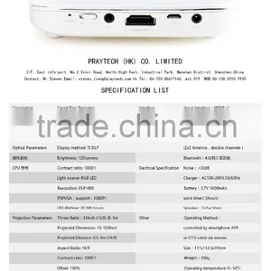 120Lumens Brightness DLP Style Bluetooth Android 4.4 Mini Beam Projector thumbnail-6