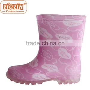 2013 Girls Pink Cute PVC Rain Boots thumbnail-1
