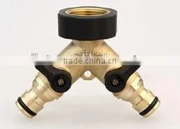 ILot Brass 2-way Y Valve Garden Hose Connector - Garden Hose Splitter thumbnail-1