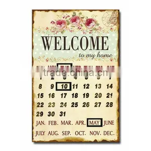 Cheapest!!!Vintage Metal Decorative Sign Metal Wall Plaque Tin Plate Metal Calendar thumbnail-1