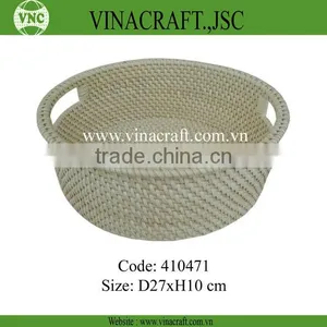 Round Ceramic Rattan Baskets With Handles thumbnail-1