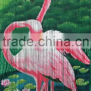 High Quality Best Selling Bamboo Door Curtain With Two Flamingoes in Viet Nam thumbnail-1