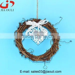 New Design Christmas Decorations With Heart Rattan Christmas Wreath thumbnail-2