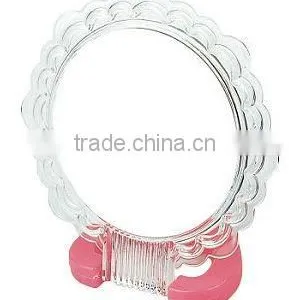 Lacy Frame & Pure Plastic Cosmetic Mirror With Pink Foot thumbnail-1
