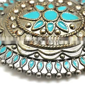 Antique Looking Fashion Hot Sale Embellished Buckle for Belts, Zinc Alloy Material Buckle With Paint Injection and Rhinestones thumbnail-2