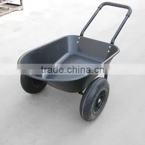 5 Cubic Feet Poly Tray Garden Wheelbarrow With Double Wheels thumbnail-1