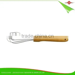 ZY-C1033 12 Inch Stainless Steel Head Egg Whisk Wood Handle Egg Beater thumbnail-1
