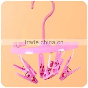 C216 2017 High Quality Drying Clothes Plastic Hanger With Clips Round Shape thumbnail-4