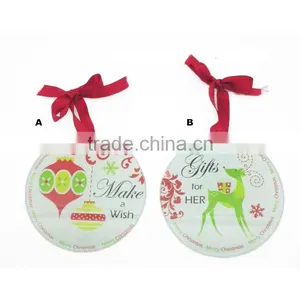 Deer Christmas Printed With Wish Saying Two Styles Glass Ornaments thumbnail-1