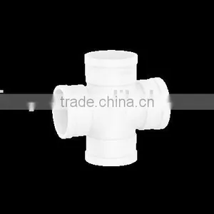 Factory Price Manufacturer Good Quality PVC Fitting UPVC Rubber Joint Plastic Fitting for Drainage GB Plane Cross 4 Way Fitting thumbnail-1