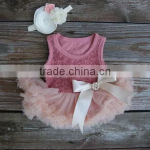 Rose Tutu Dress For 1 Years Old Girl Birthday Baby Girls First Birthday Frocks With Headband 2016 HSD5763 thumbnail-1
