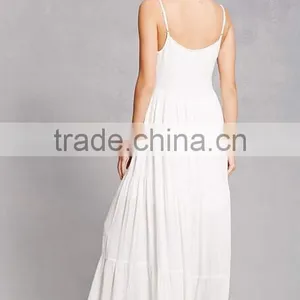 2017 Summer Latest Floral Embroidered Beach Dress Plunging Neckline Boho Maxi Dress HSd9209 thumbnail-3