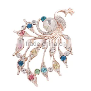 Wholesale Fashion Apparel Accessories Peacock Shape Lady Brooch thumbnail-4