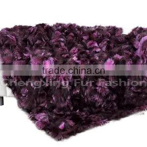 CX-D-82A Real Fur Silver Fox Real Fur Throw Blanket thumbnail-2