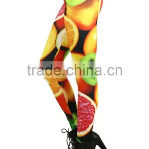 MGOO Latest Designs Soft Yoga Polyester Pants Custom Print Women Legging High Waist Fruit Print Pants thumbnail-5