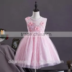 Summer Floral Dress Girls Pink Dressing Gown Fashion Puffy Children Clothes Dress thumbnail-1