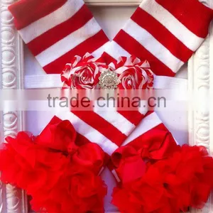 Wholesale Kids Baby Stripe Leg Warmers Christmas Baby Double Ruffle Leg Warmers thumbnail-5