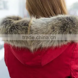 2015 New Fashion Long Waist Collect 100% Polyester Women Padded Jacket With Hoody thumbnail-3