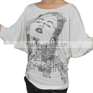 Soft Casual Printed Blouse for Women ,batwing-sleeved Blouse thumbnail-1