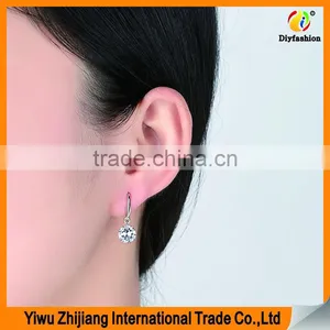 Hot Sell 8mm White Gold Plated Cubic Zricon Stone Earring For Women thumbnail-6