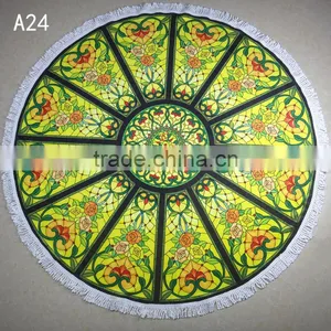 White Flower Printed Round Beach Towel/jkr Bath Towel Table Towel Shawl Yoga Mat Beach Towels/ Round Beach Towels thumbnail-3
