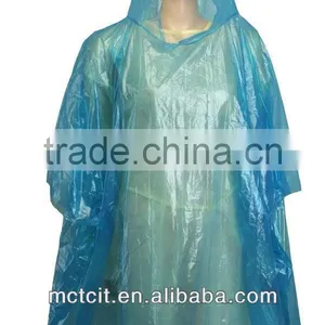 Disposable CPE Fitted Rain Coats, Plastic Water Proof Poncho thumbnail-1