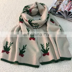 Christmas Little Antlers Korean Style Cute Knitting Jacquard Thick Warm Scarf thumbnail-1