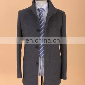 Wholesale Men's Slim Fit Long Single Breasted Coat Panel Wool Cashmere Jacket thumbnail-1