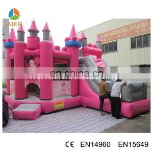 2016 Hot Selling Pink Color Pvc Giant Inflatable Castle Warter Slide thumbnail-2