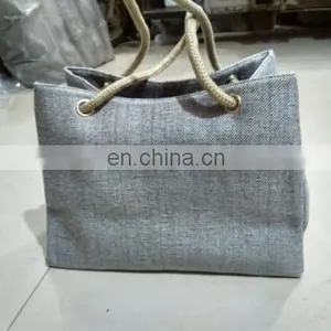High Quality Grey Color Linen Personalized Office Ladies Bag Woman Shoulder Bag thumbnail-4