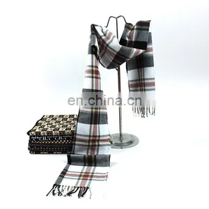 Acrylic Material Tassel Style Stripe Checked Scarf thumbnail-1