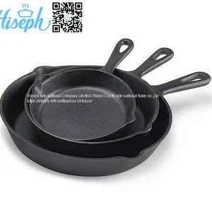 Hiseph Cast Iron Pan Skillet 3 Set With Handle HS-2 thumbnail-1