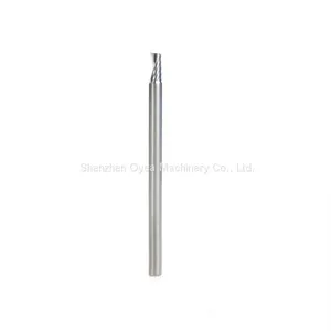 Carbide CNC Spiral 'O' Single Flute, Aluminum Cutting 4 Dia x 8 x 4 Shank x 66mm Long Up-Cut Router Bit thumbnail-2