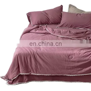 Wholesale Comforter Folded Soft 100% Cotton Knitted Lightweight Coverlet For All Season Quilt thumbnail-2