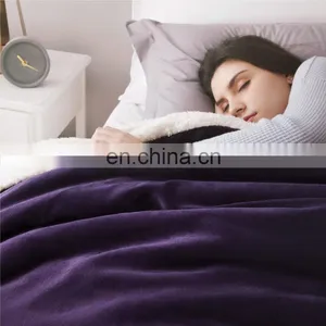Security Outdoor Lightweight Fluffy Design Violet Sherpa Blanket For Summer thumbnail-2