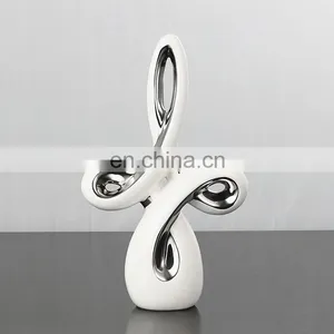 Nordic Modern Hotel Home Decoration Creative Design Artwork Silver-plated Ceramic Living Room Ornaments thumbnail-2