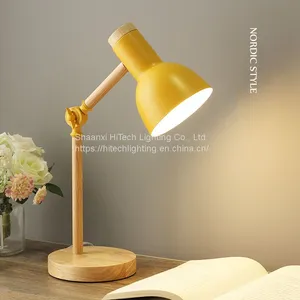 Creative Nordic Wooden Art Iron LED Folding Simple Desk Lamp Eye Protection Reading Table Lamp thumbnail-3