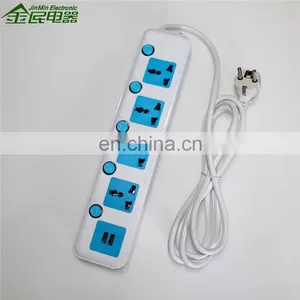 Multi Color Universal Socket Dual Usb Electrical Power Strip 110V thumbnail-3