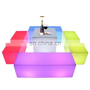 Outdoor Event Party Furniture Illuminated 16 Colors Changing Cocktail Illuminated Bar Table and Chairs Sofa Stool Set thumbnail-5